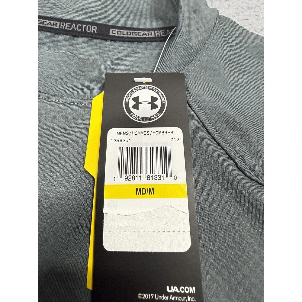 Under Armour ColdGear Reactor Shirt Mens Medium Gray Long Sleeve Mock Neck Top